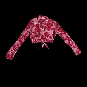 Vintage 70 red gingham patchwork top size 36